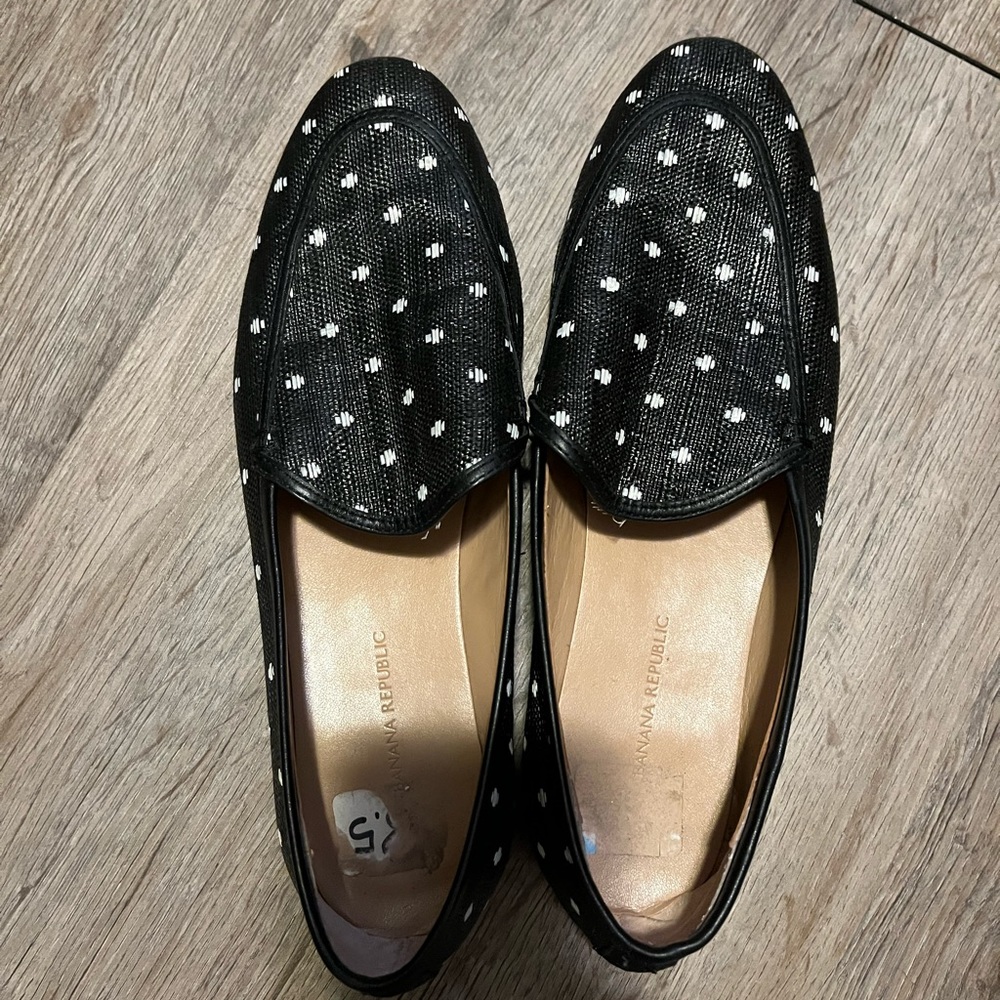 Banana Republic Black and White Polka Dot Loafers